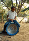 The 'pan' is cut off the drum using a cold chisel